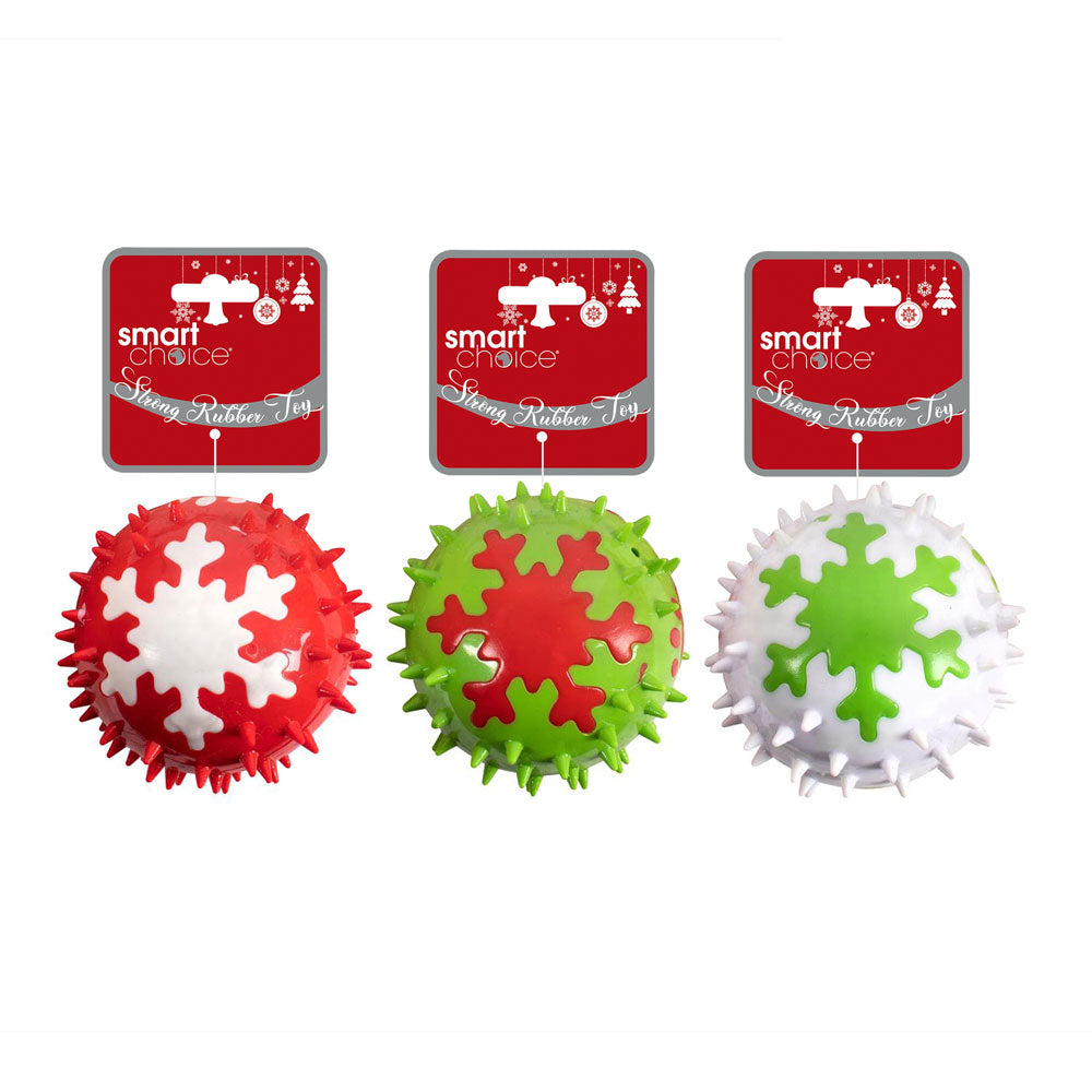 Smart Choice Spikey Rubber Snowflake Ball Dog Toy