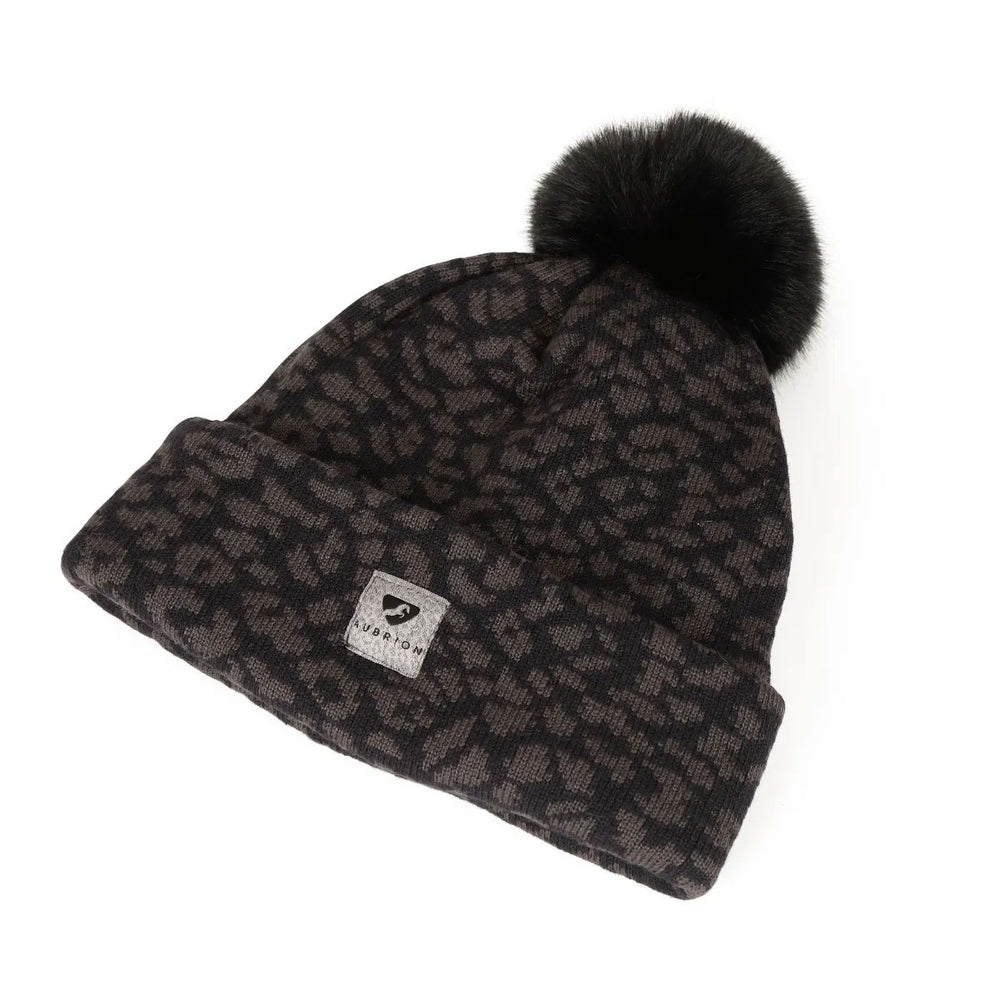 The Aubrion Fleece Lined Bobble Hat in Black#Black