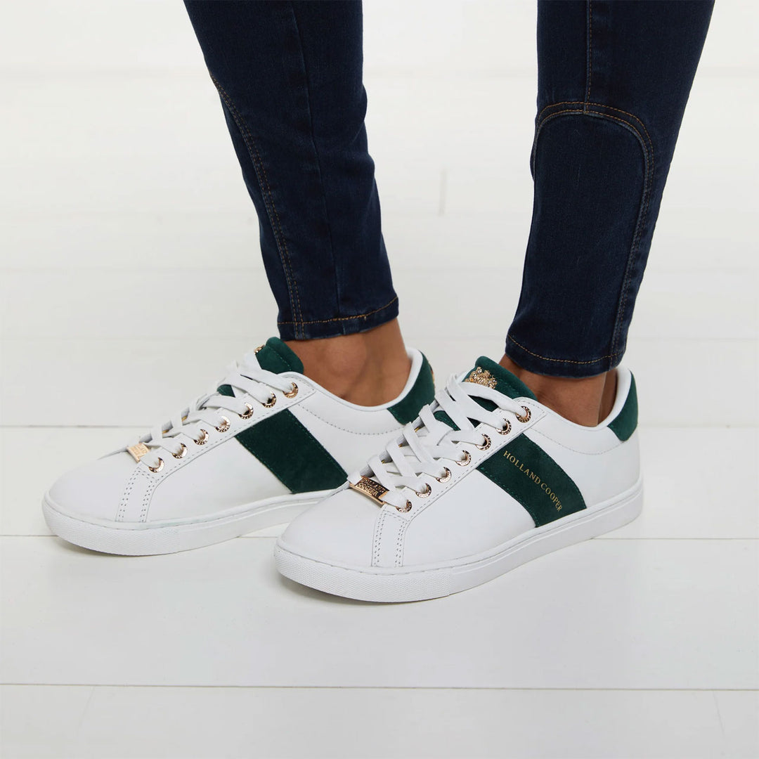 Holland Cooper Ladies Knightsbridge Court Trainer (Green Stripe)