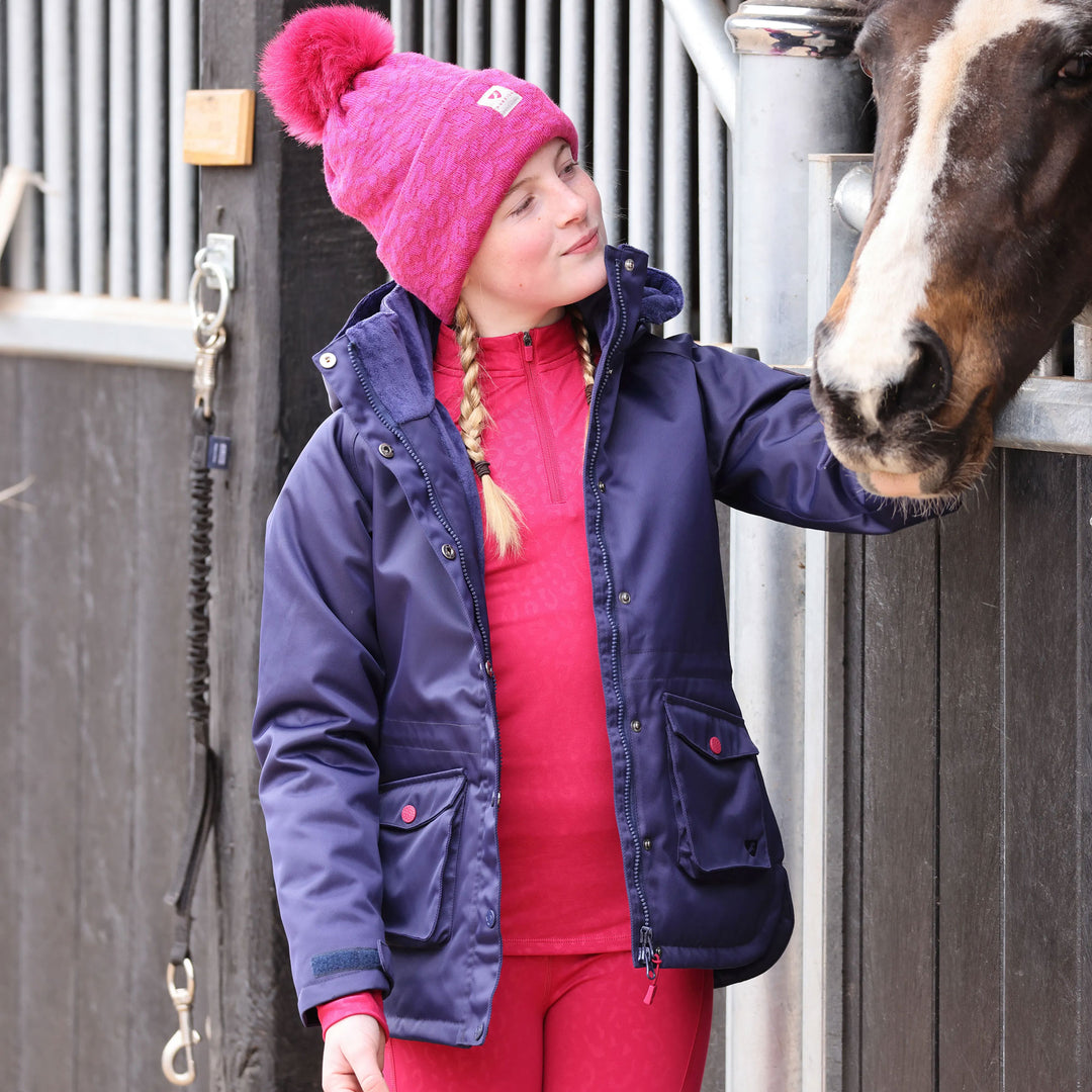 The Aubrion Young Rider Palisade Waterproof Coat in Dark Blue#Dark Blue