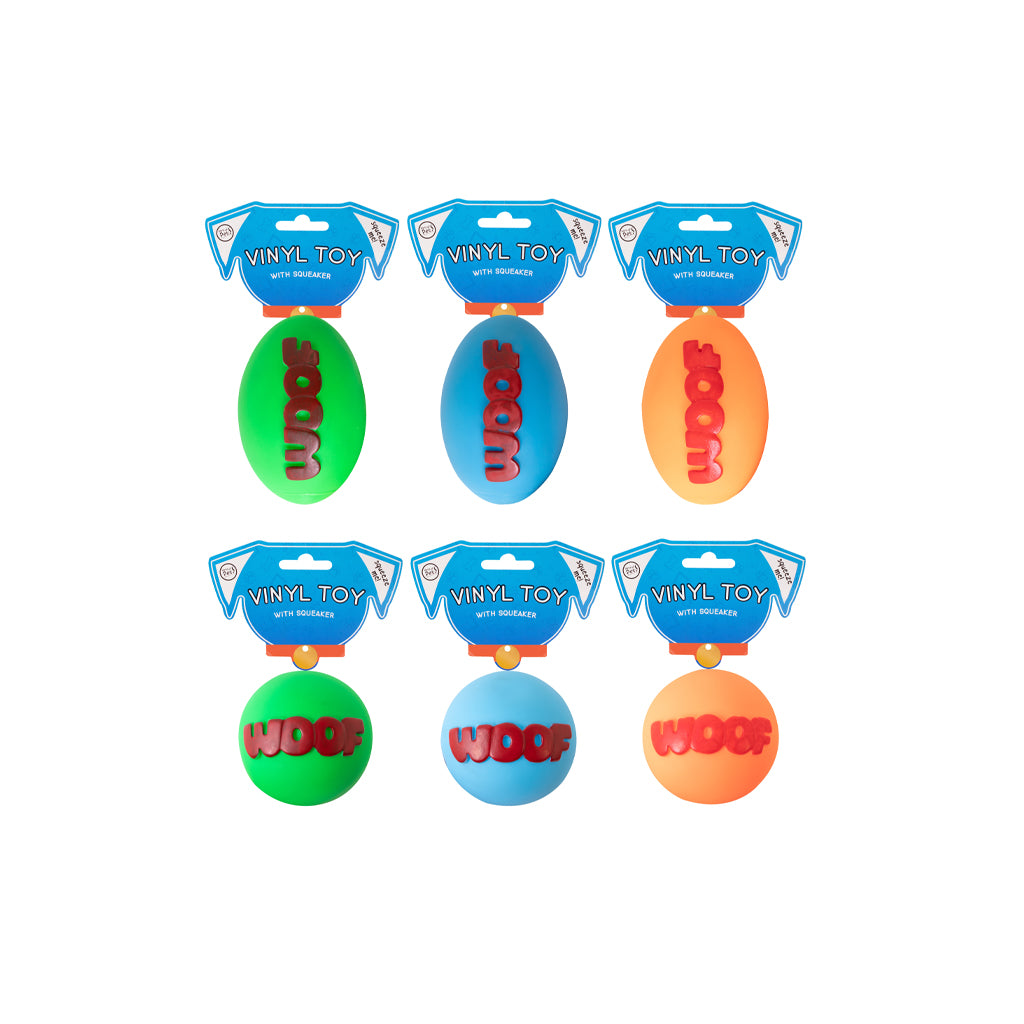 Smart Choice Squeaky Vinyl Woof Ball Dog Toy