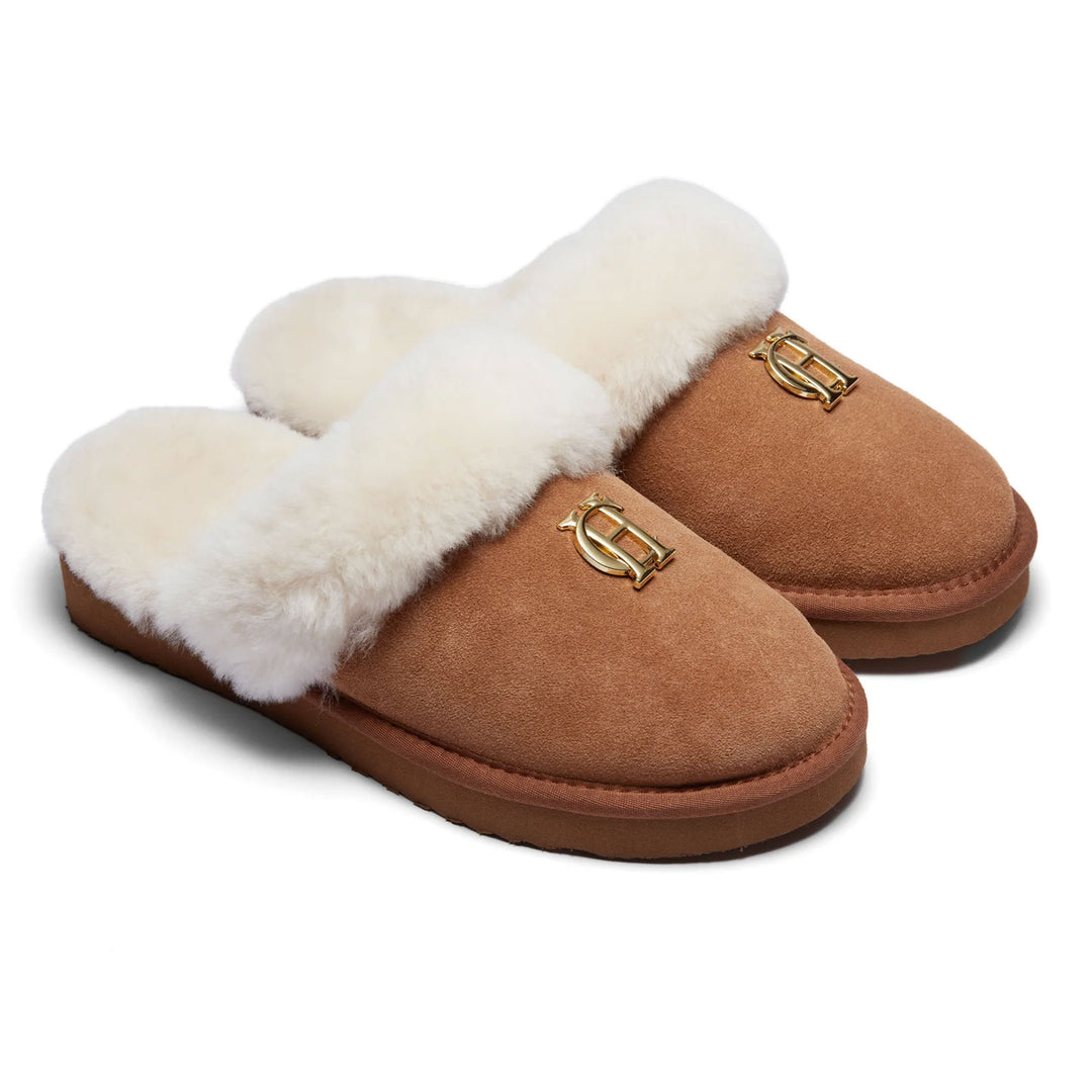 The Holland Cooper Ladies HC Shearling Slipper in Tan#Tan