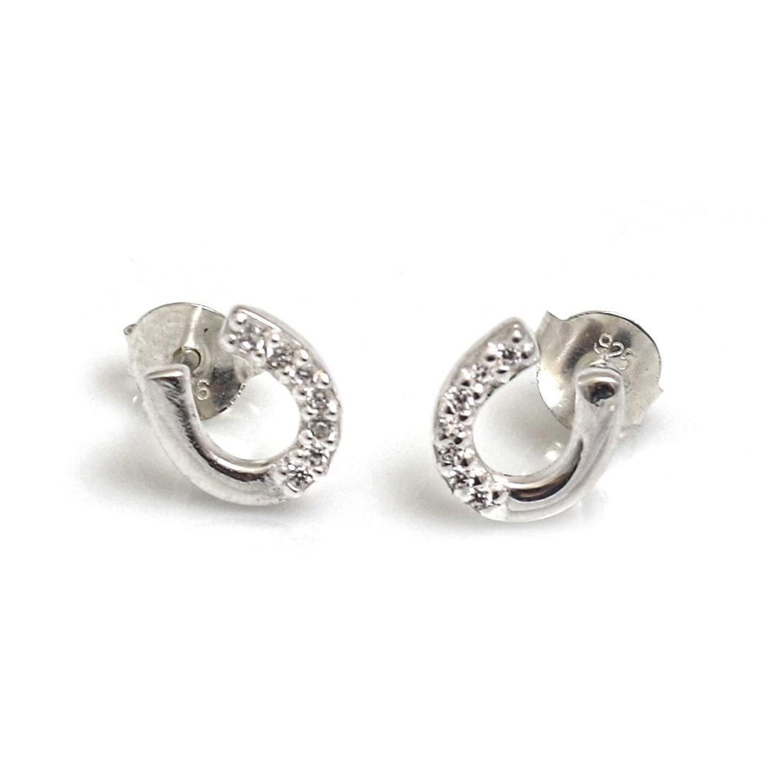 Hiho Silver Sterling Silver & CZ Horseshoe Stud Earrings