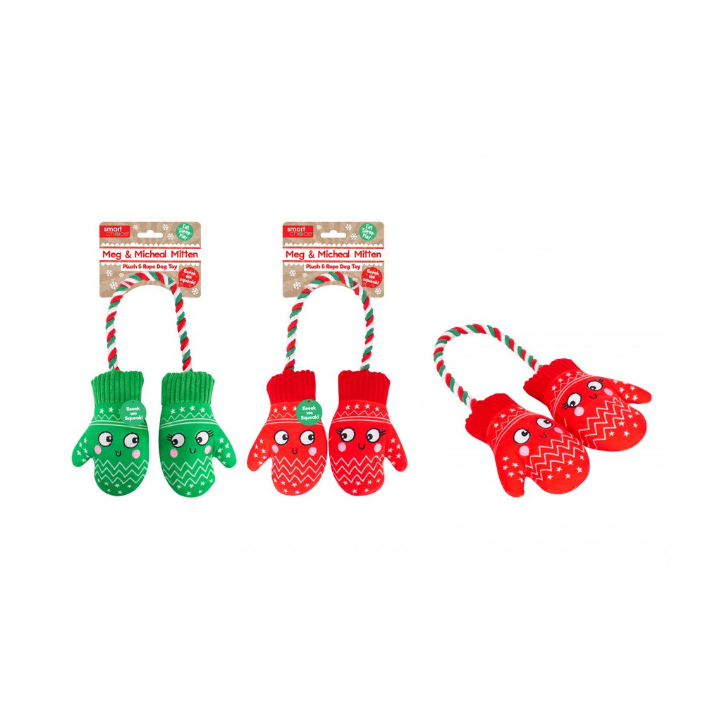 Smart Choice Festive Squeaky Plush Gloves Dog Toy
