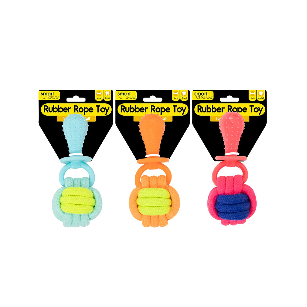 Smart Choice Rubber & Knot Ball Rope Dog Toy