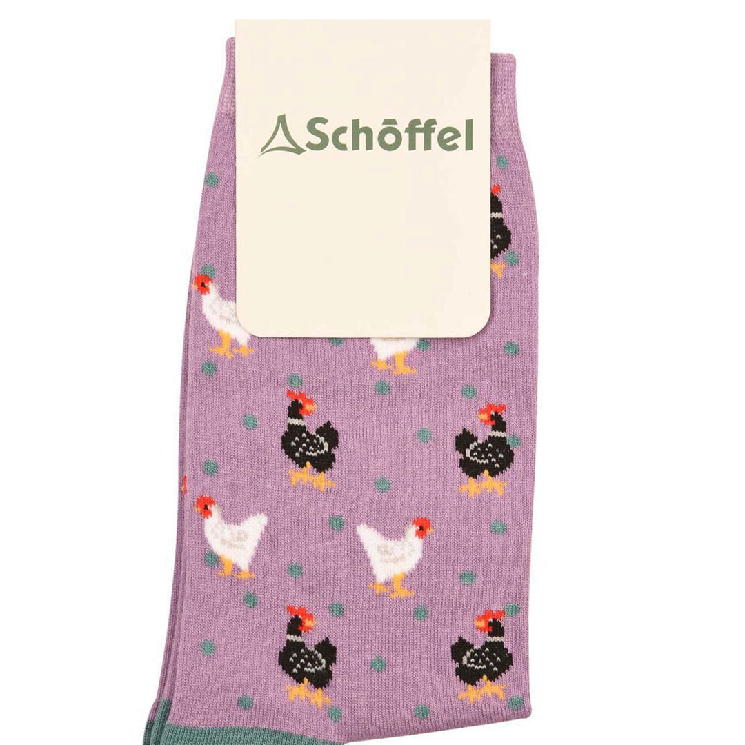 The Schoffel Ladies Single Cotton Socks in Purple Print#Purple Print