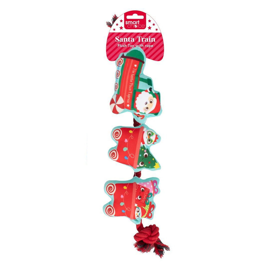Smart Choice Festive Train Plush & Rope Dog Toy