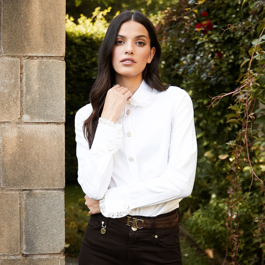 Holland Cooper Ladies Rose Shirt - Product View in White#White