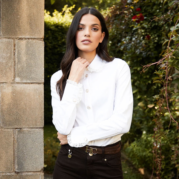 Holland Cooper Ladies Rose Shirt - Product View in White#White