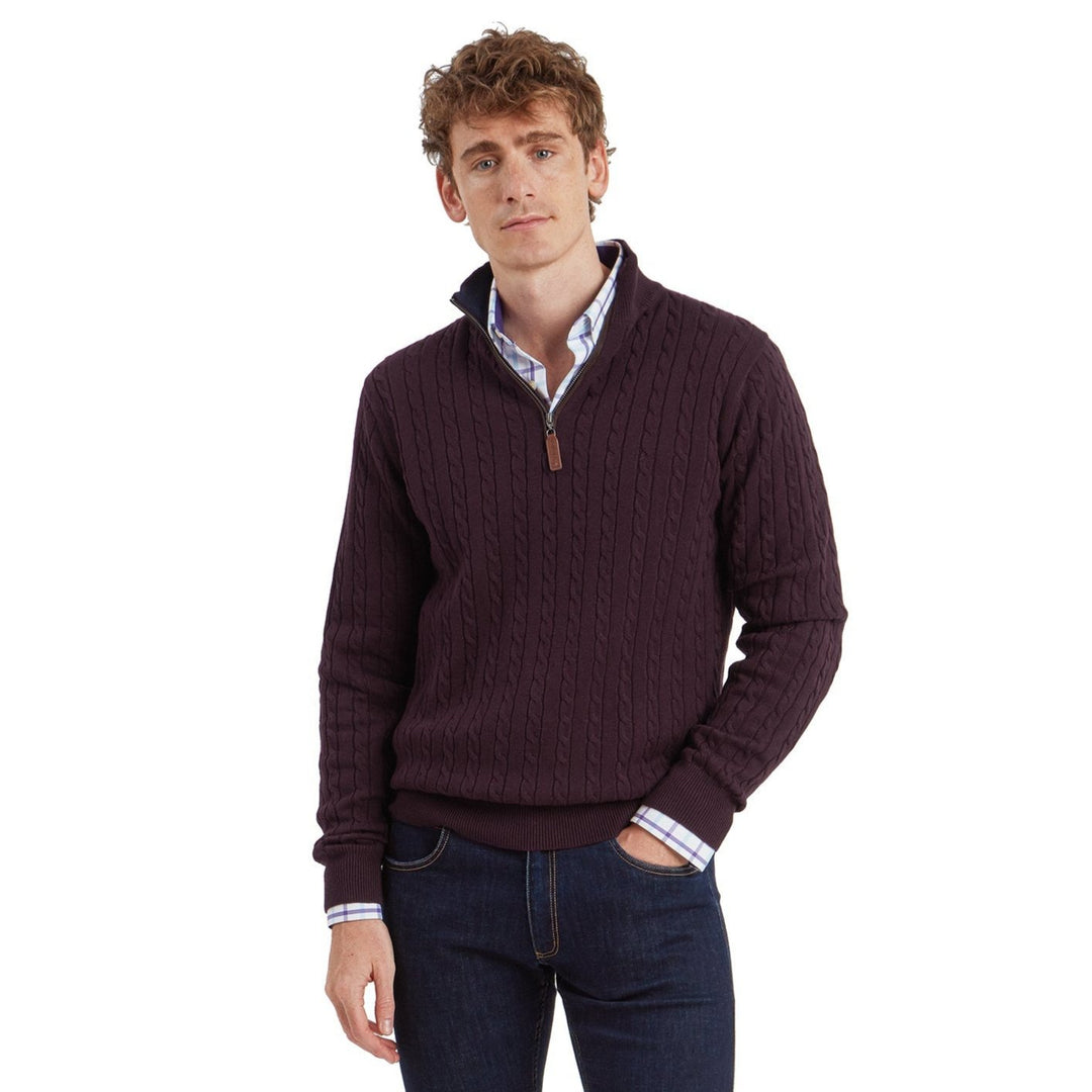 Schoffel Mens Calton Cotton Cashmere Cable 1/4 Zip Jumper