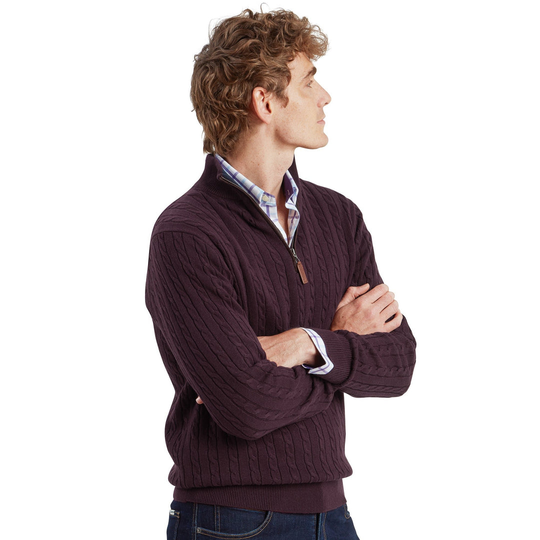 Schoffel Mens Calton Cotton Cashmere Cable 1/4 Zip Jumper