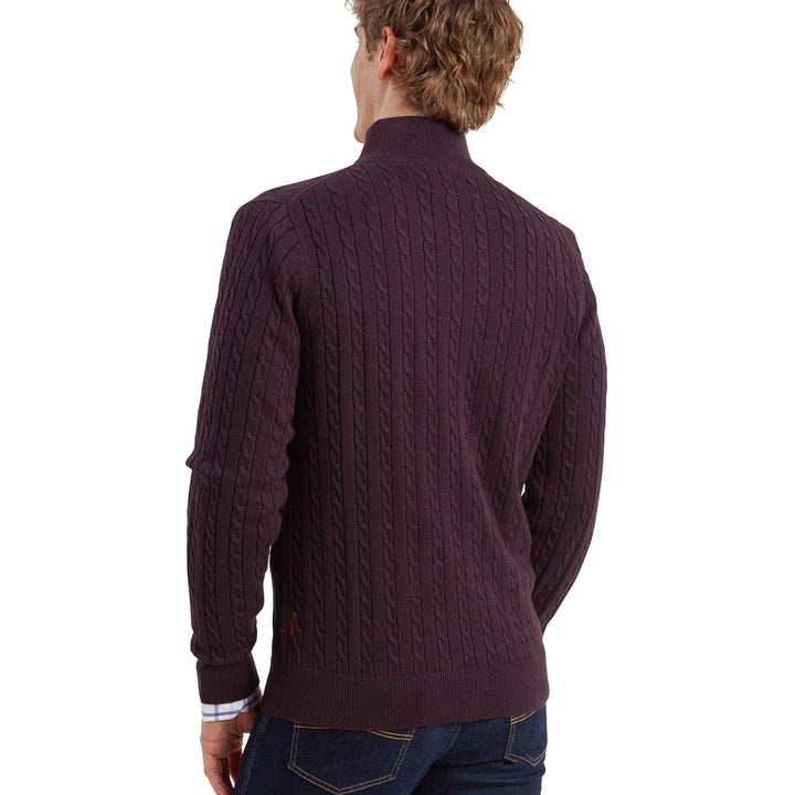 Schoffel Mens Calton Cotton Cashmere Cable 1/4 Zip Jumper
