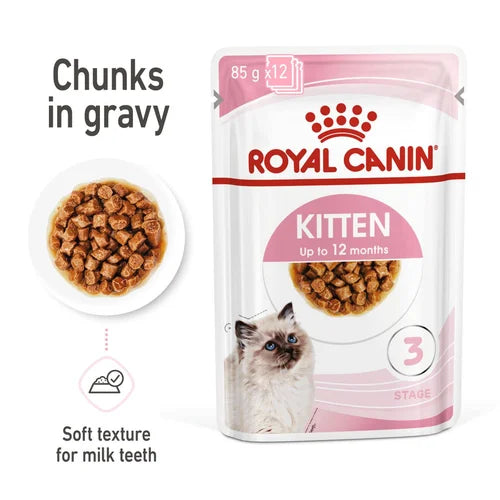 Royal Canin Kitten Chunks In Gravy Wet Pet Food For Cats