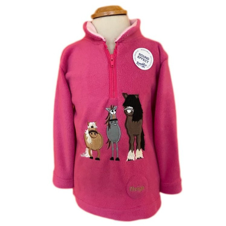 Ramblers Girl's Dozy Mares Sound Effect Zip Neck Fleece | Millbry Hill