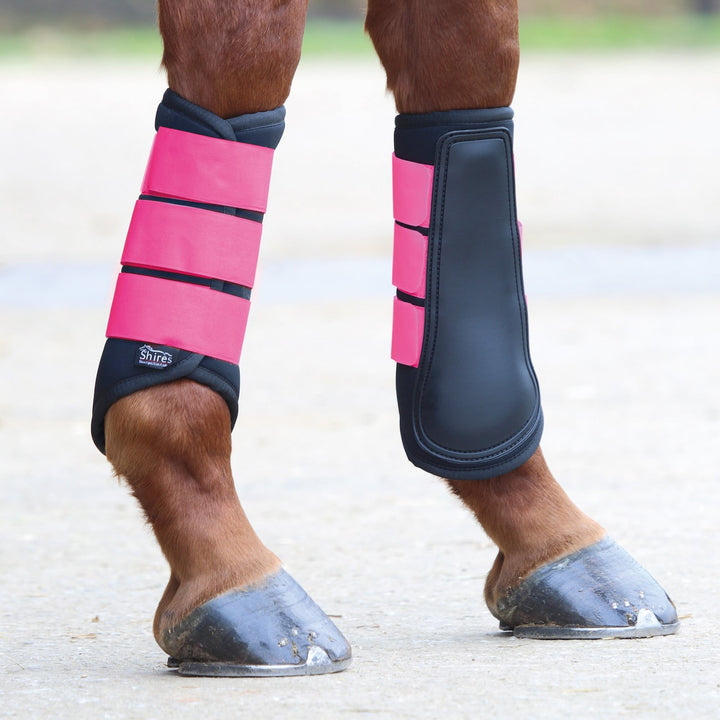 The Shires Arma Neoprene Brushing Boots in Dark Pink#Dark Pink