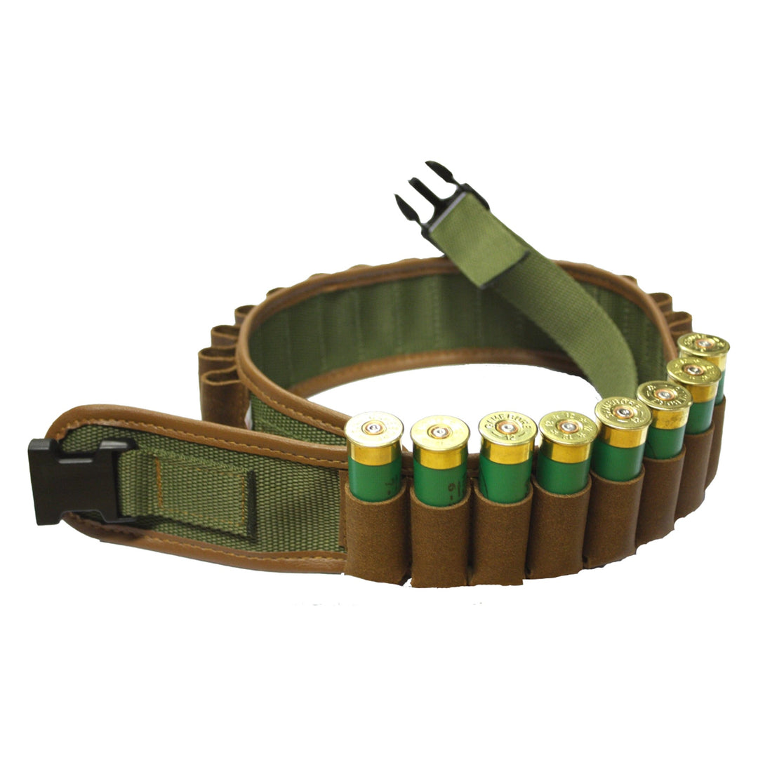 The Cartridge Belt Leather On Webbing 12G in Green#Green