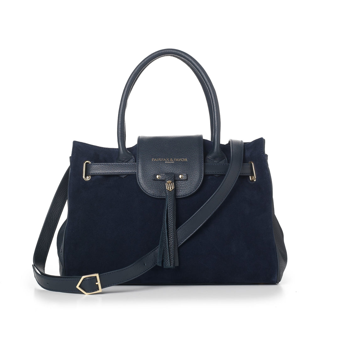 The Fairfax & Favor Ladies Windsor Suede Handbag in Navy#Navy