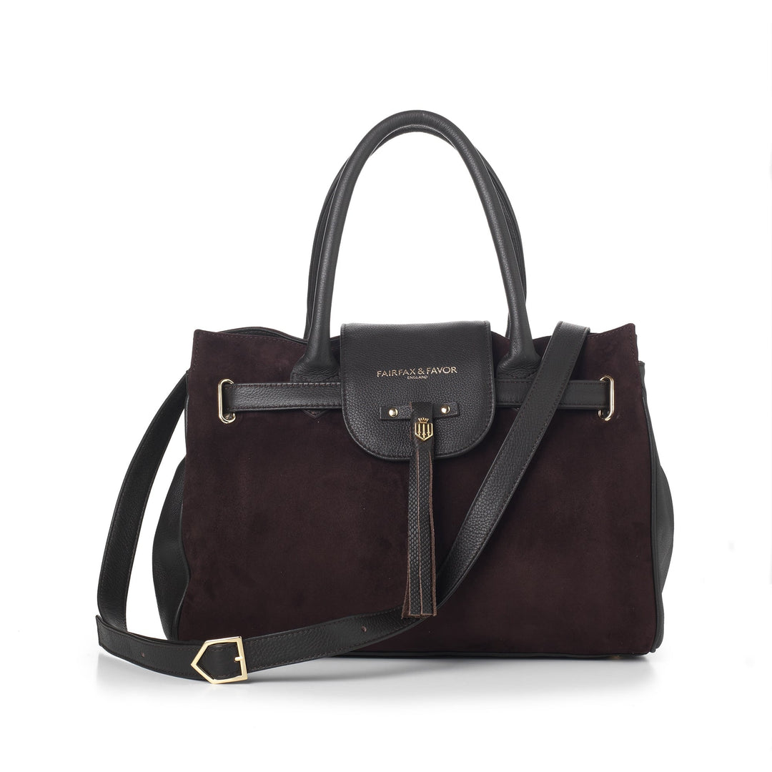 The Fairfax & Favor Ladies Windsor Suede Handbag in Chocolate#Chocolate