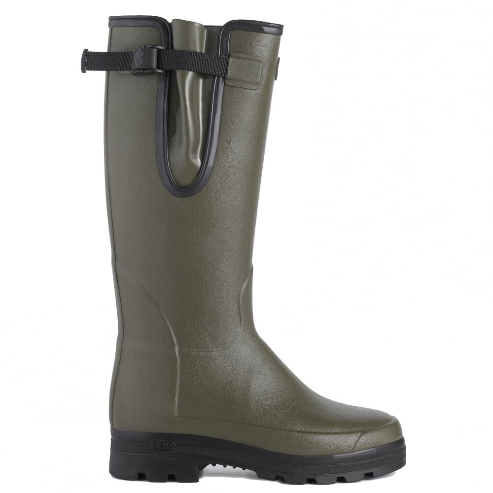 The Le Chameau Mens Vierzonord Neoprene Lined Wellies in Dark Green#Dark Green