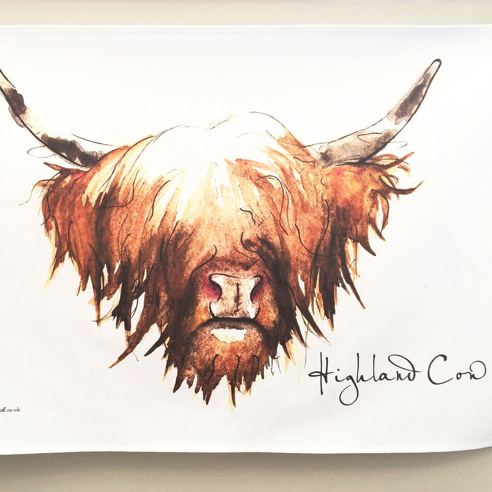 Clare Baird Highland Cow Tea Towel