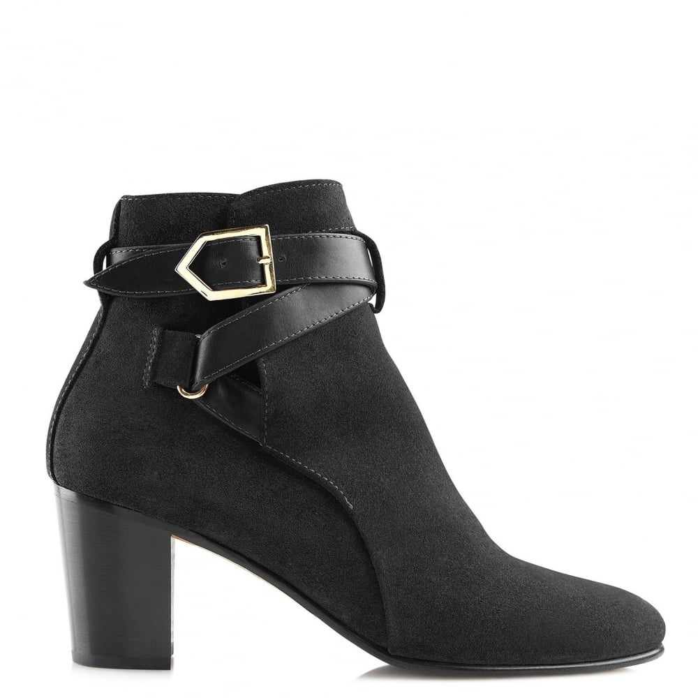 The Fairfax & Favor Kensington Suede Heeled Ankle Boot in Black#Black