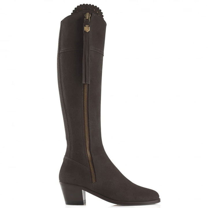 The Fairfax & Favor Ladies Regina Suede Heeled Boot in Chocolate#Chocolate