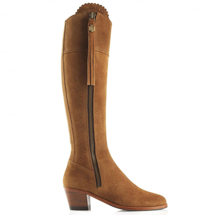 The Fairfax & Favor Ladies Regina Suede Heeled Boot in Brown#Brown