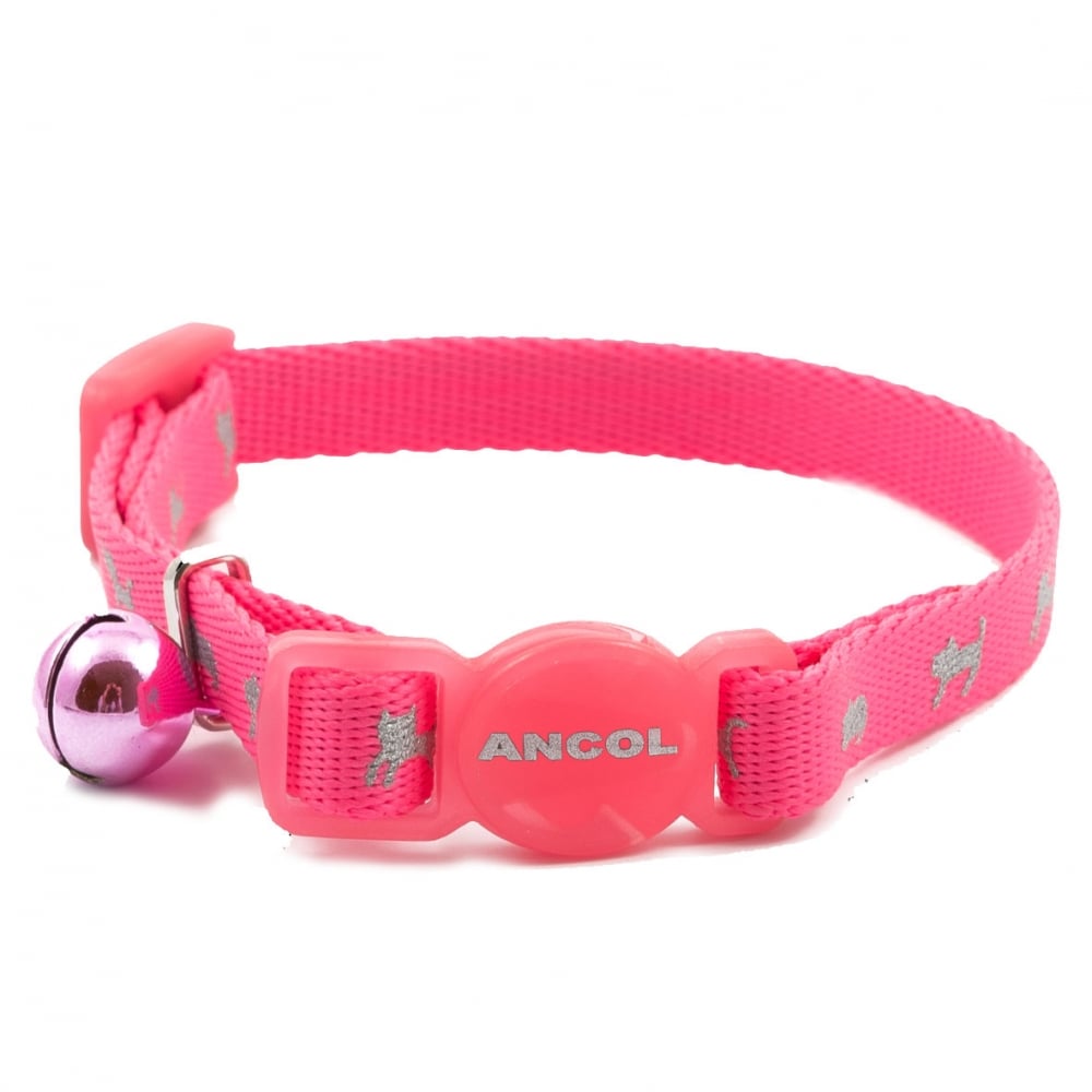 The Ancol Hi-Vis Kitten Collar with Bell in Pink#Pink