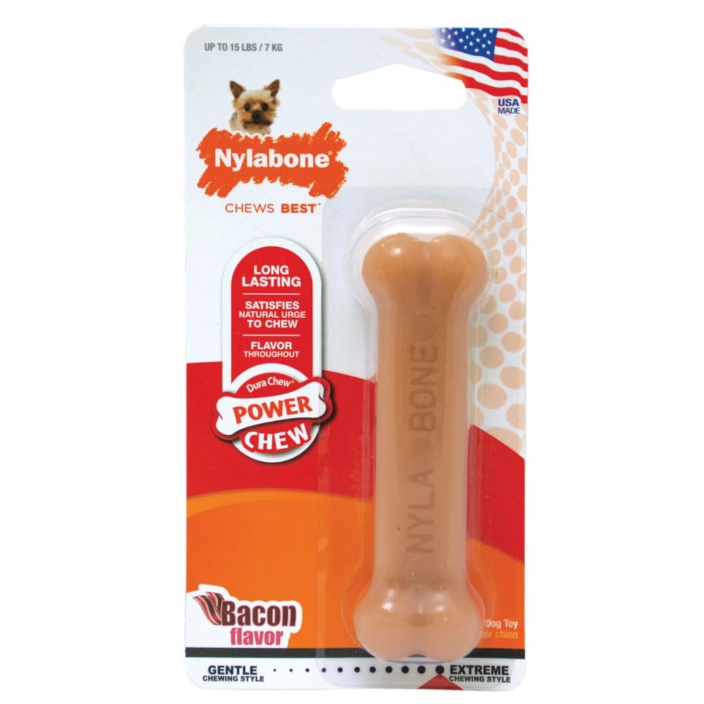 The Nylabone Bacon Flavour Power Chew for Dogs in Brown#Brown