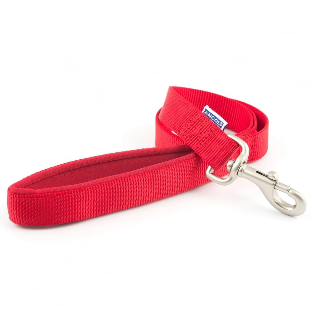 The Ancol Nylon Padded Lead in Red#Red