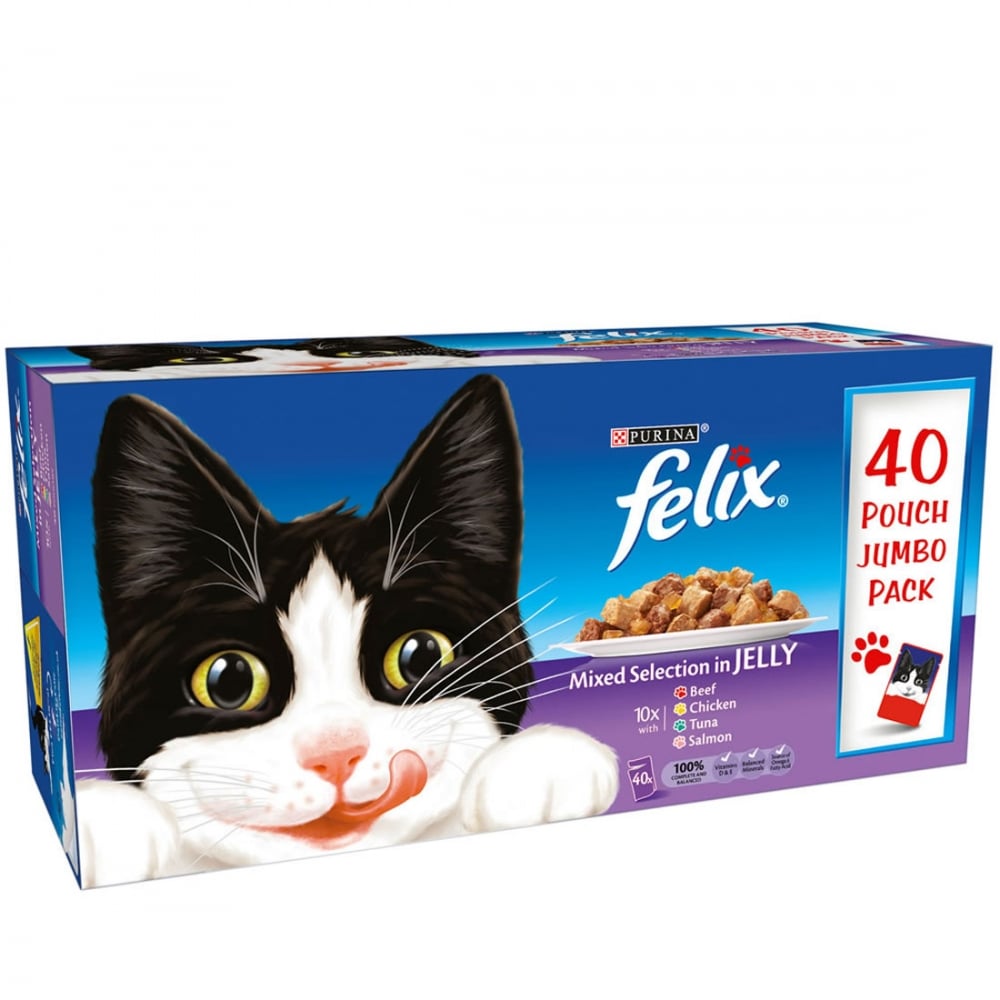 Felix Mixed Selection in Jelly Cat Food Jumbo Pack 40 x 100g