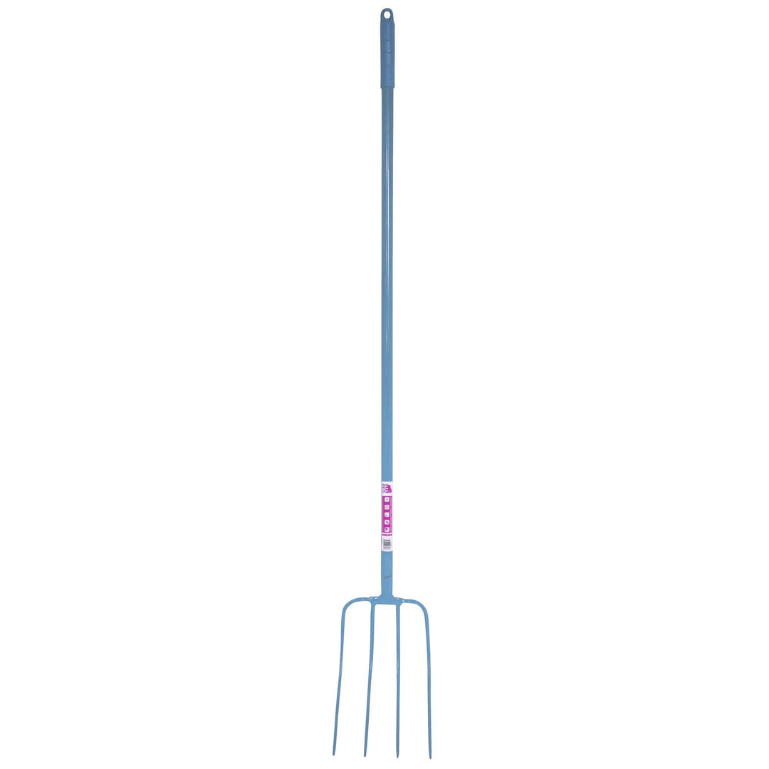 The Faulks 4 Prong All Steel Manure Fork in Blue#Blue