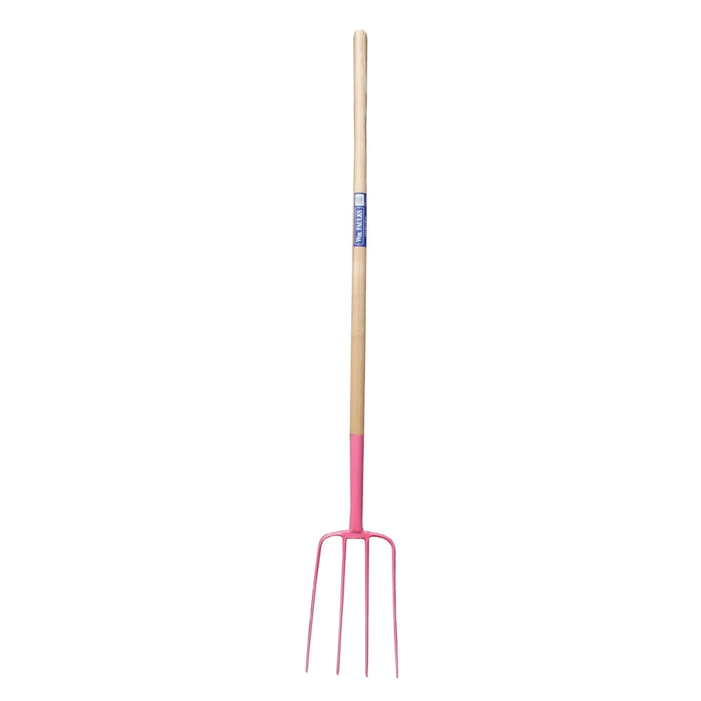 The Faulks Long Handled 4 Prong Manure Fork in Dark Pink#Dark Pink