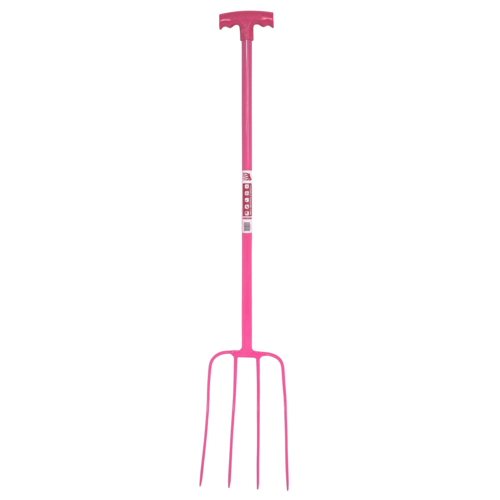 The Faulks T Grip 4 Prong Manure Fork in Dark Pink#Dark Pink