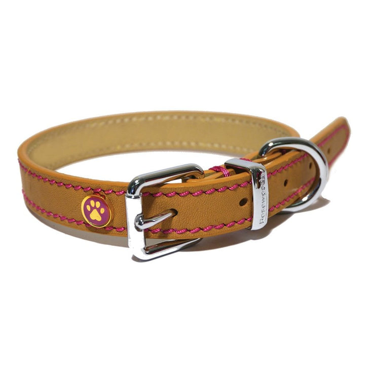 The Rosewood Lux Leather Collar in Beige#Beige