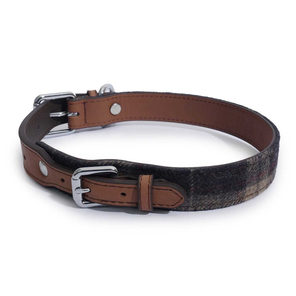 The Rosewood Lux Leather & Tweed Collar in Brown#Brown
