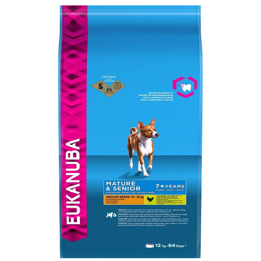 Eukanuba Mature & Senior Medium Breed Dog Food with Chicken 12kg