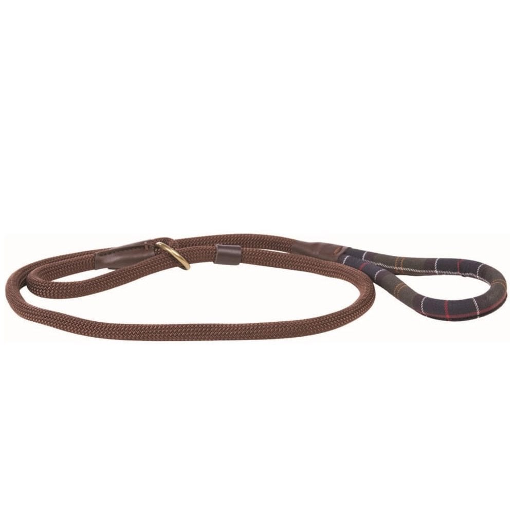The Barbour Tartan Trimmed Slip Lead in Brown Check#Brown Check