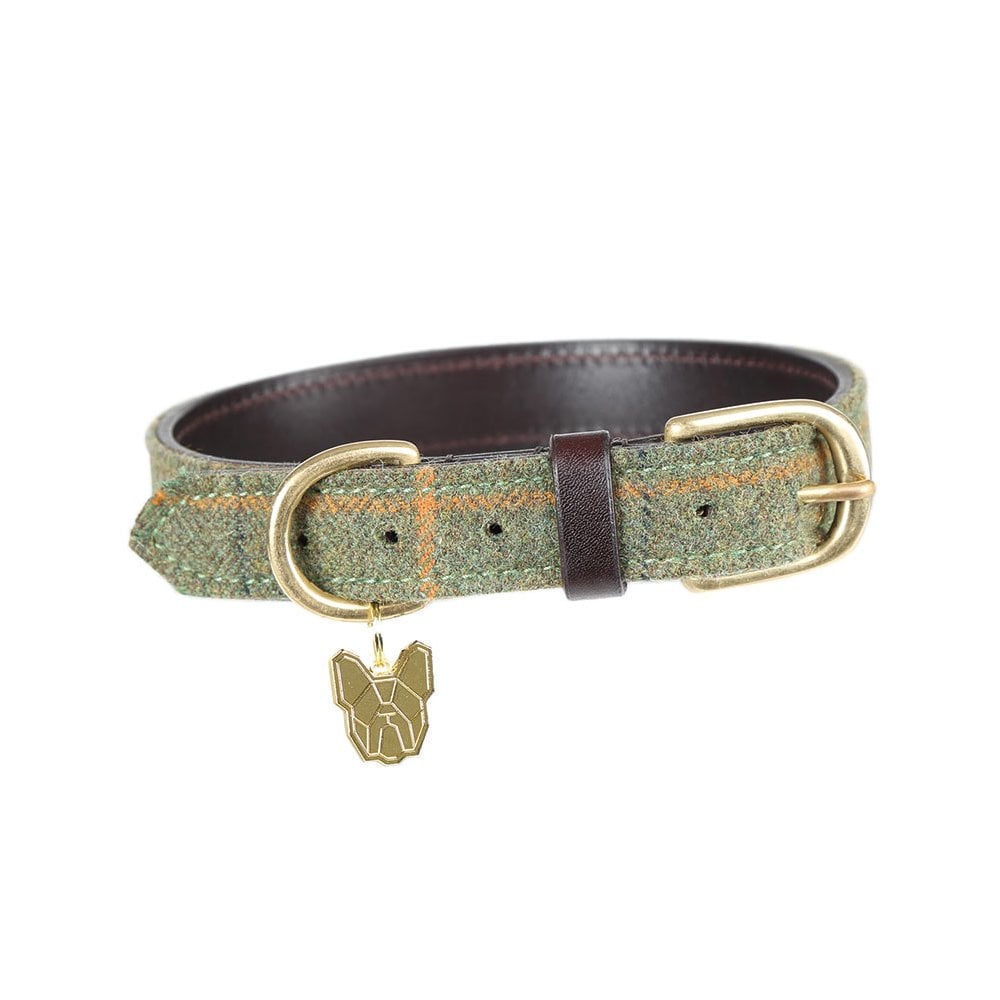 The Digby & Fox Tweed Dog Collar in Green#Green