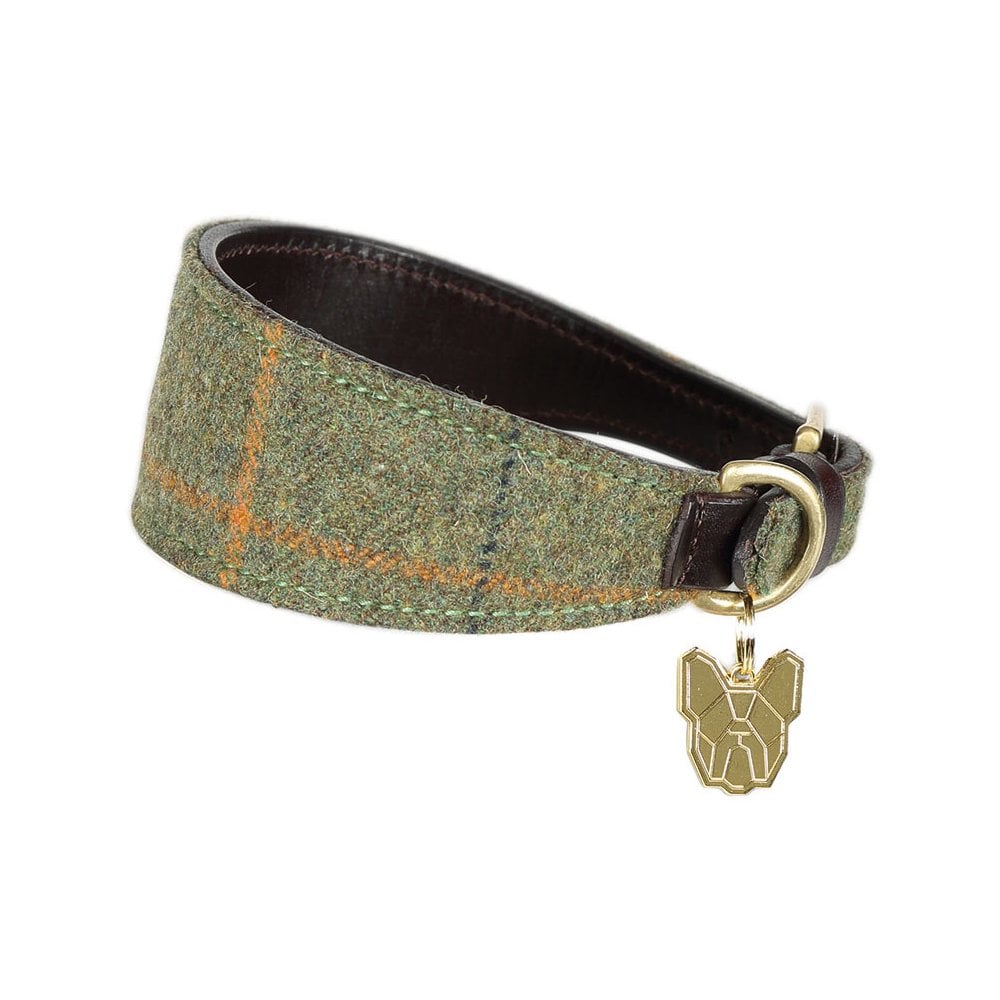 The Digby & Fox Tweed Greyhound Collar in Green#Green