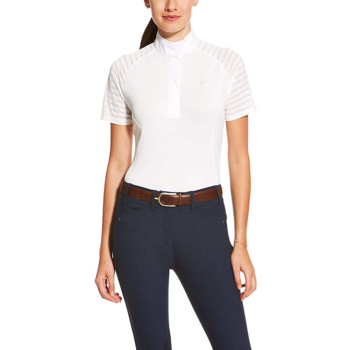 The Ariat Ladies Aptos Vent Short Sleeved Show Shirt in White#White