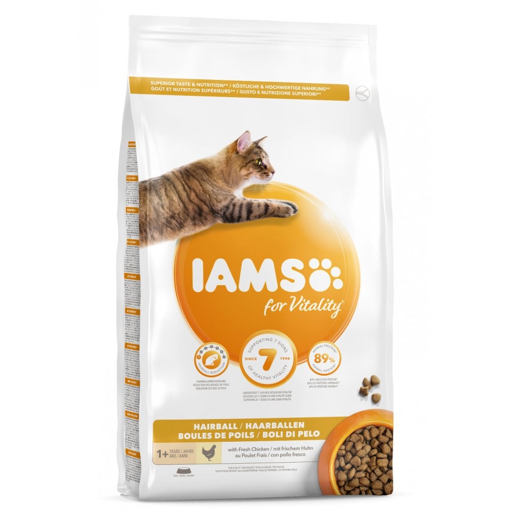 Iams Vitality Adult Cat Hairball Reduction Dry Food with Fresh Chicken 2kg