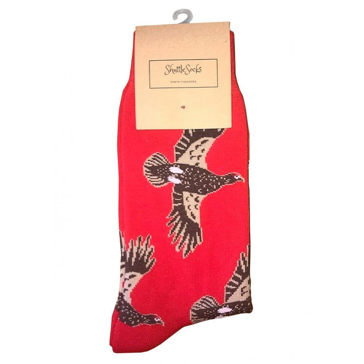 The Shuttle Socks Mens Flying Grouse Socks in Red#Red