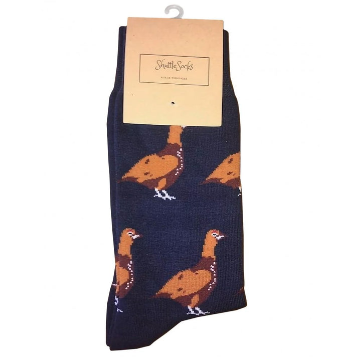 The Shuttle Socks Mens Standing Grouse Socks in Navy#Navy