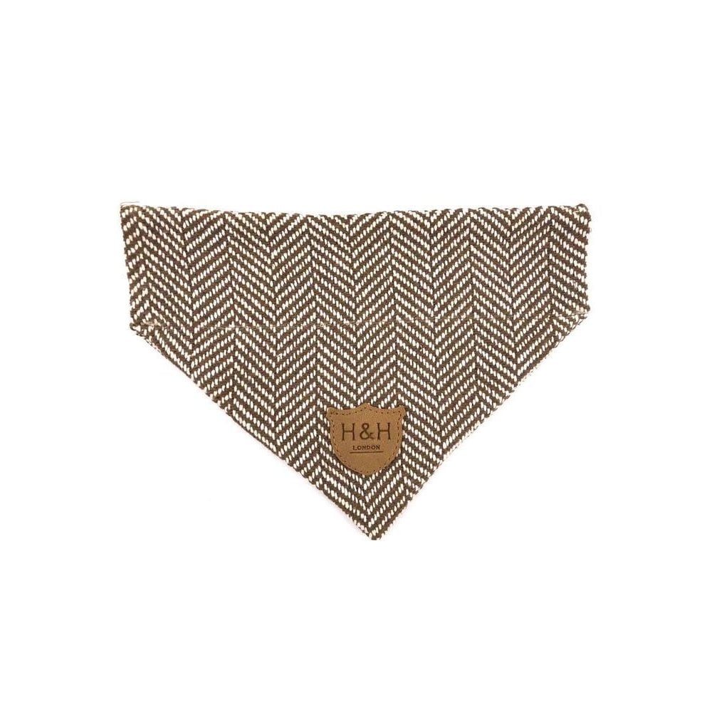 The Hugo & Hudson Herringbone Bandana for Dogs in Brown#Brown