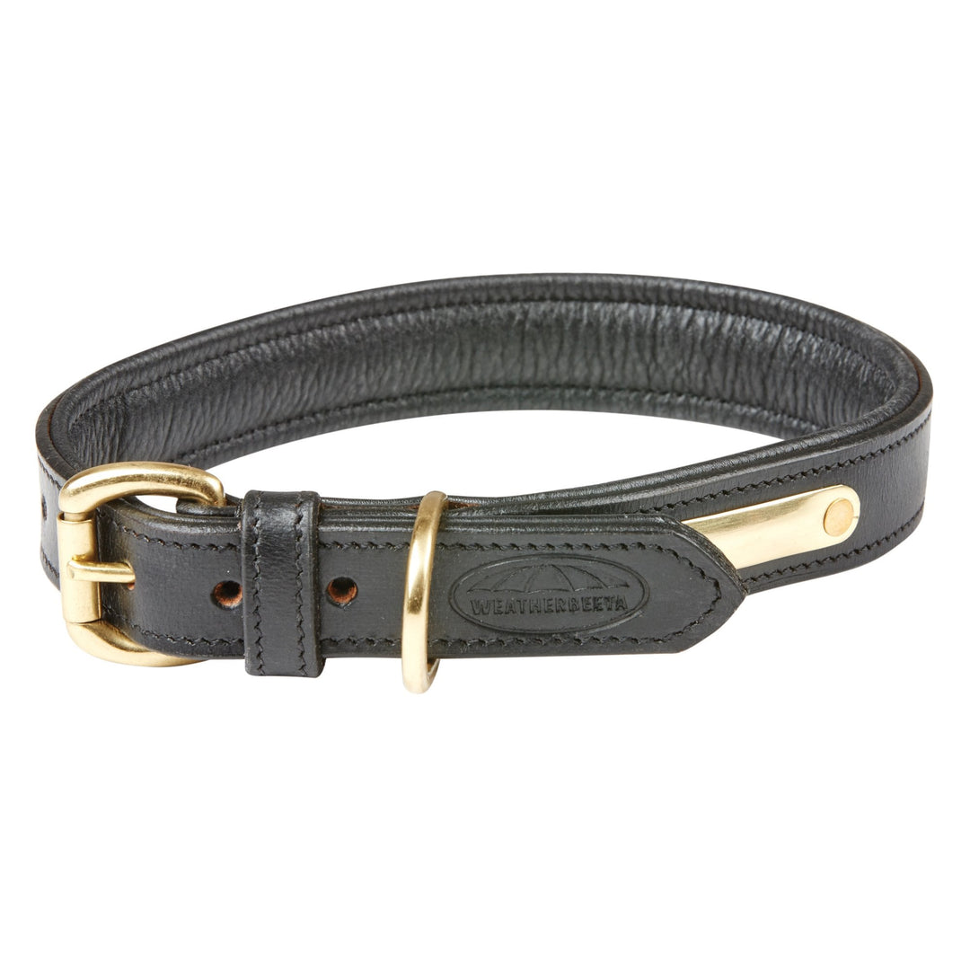 The WeatherBeeta Padded Leather Dog Collar in Black#Black