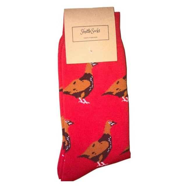 The Shuttle Socks Mens Standing Grouse Socks in Red#Red