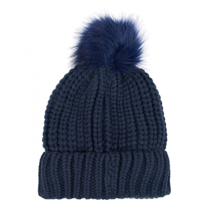 Barbour Ladies Saltburn Beanie Hat with Faux Fur Pom-Pom