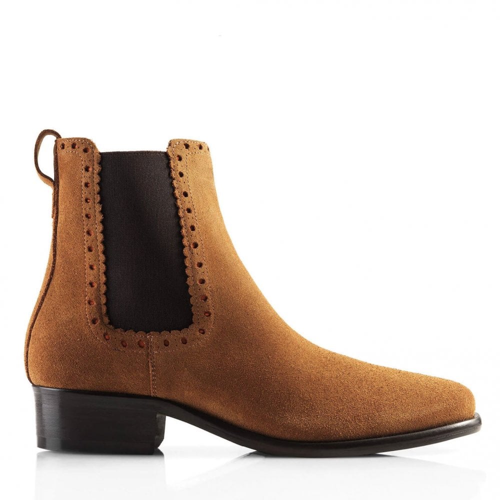 The Fairfax & Favor Ladies Brogued Chelsea Ankle Boots in Tan#Tan