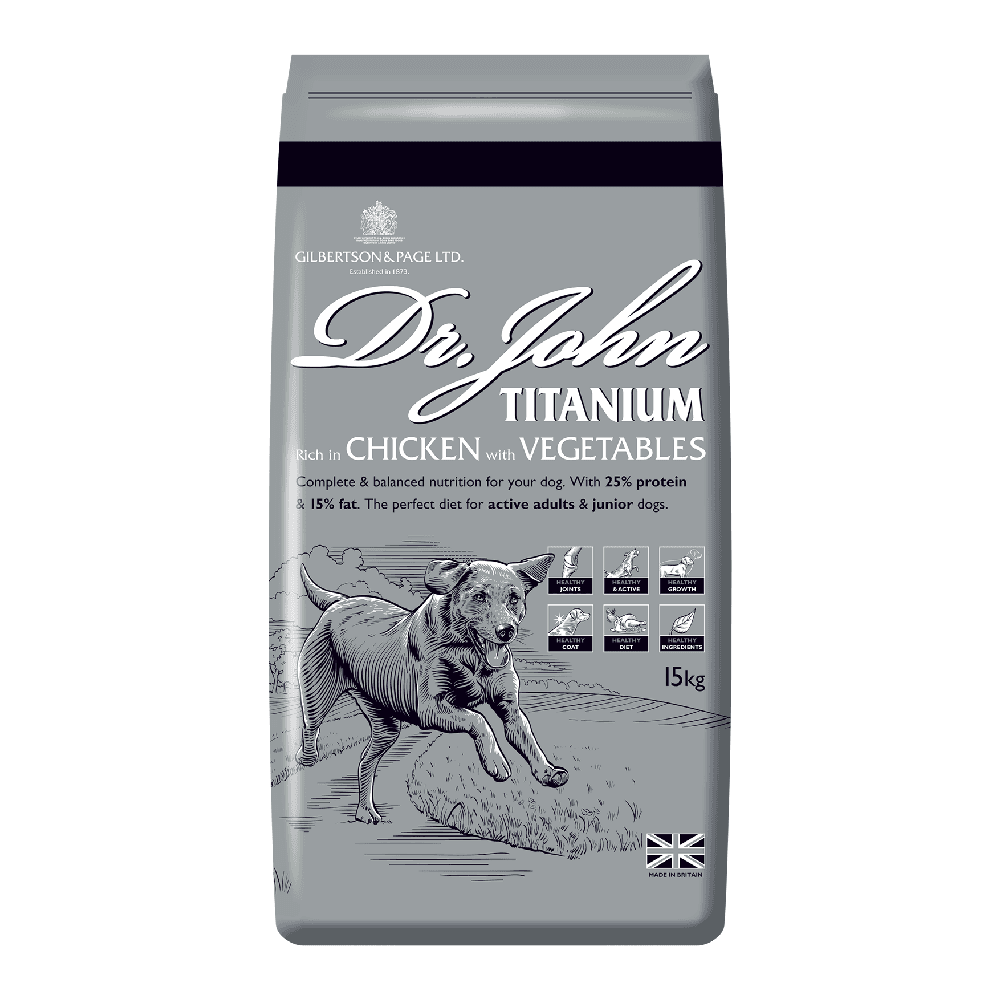 Dr John Titanium Working Dog Food with Chicken & Vegetables 15kg